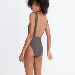 Madewell Second Wave Ribbed Square-Neck Tank One-Piece Swimsuit XL MD406
